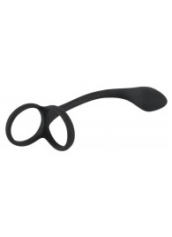 Эрекционное кольцо с утяжкой на мошонку и анальным плаг Black Velvets - Orion - в Вологде купить с доставкой