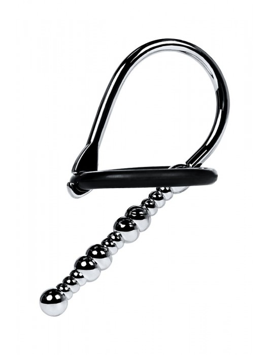 Серебристый уретральный плаг-бусины TOYFA Metal с мягким фиксириющим кольцом - ToyFa - купить с доставкой в Вологде