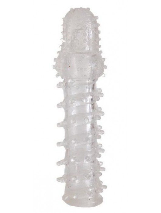 Прозрачная, закрытая насадка с шипами и точками - 13,5 см. - Toyfa Basic - в Вологде купить с доставкой