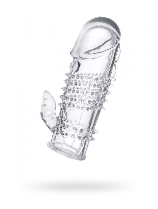 Прозрачная гелевая насадка с шипами и клиторальным отростком - 13 см. - Toyfa Basic - в Вологде купить с доставкой