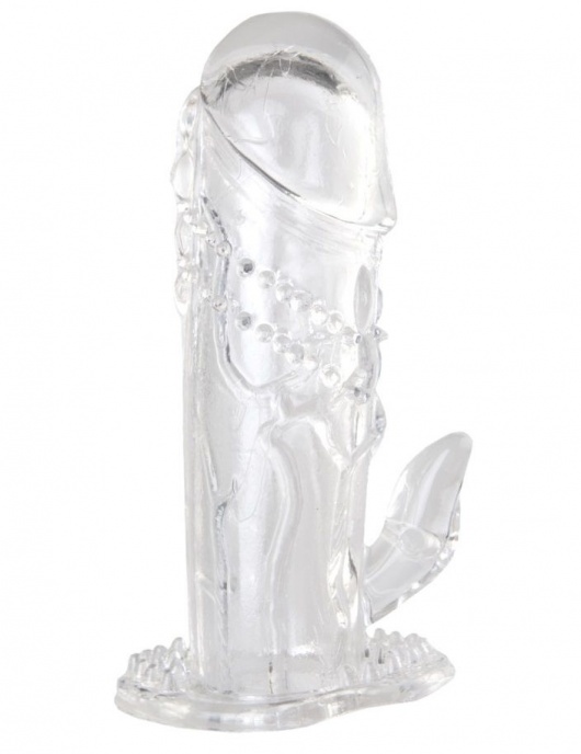 Прозрачная гелевая насадка с клиторальным отростком - 13 см. - Toyfa Basic - в Вологде купить с доставкой