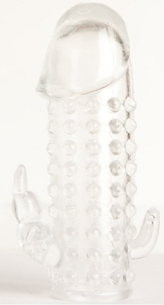 Гелевая прозрачная насадка с 2 отростками - 13 см. - Toyfa Basic - в Вологде купить с доставкой