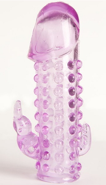 Закрытая фиолетовая насадка с 2 отростками - 13 см. - Toyfa Basic - в Вологде купить с доставкой