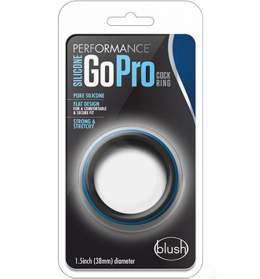 Черно-синее эрекционное кольцо Silicone Go Pro Cock Ring - Blush Novelties - в Вологде купить с доставкой