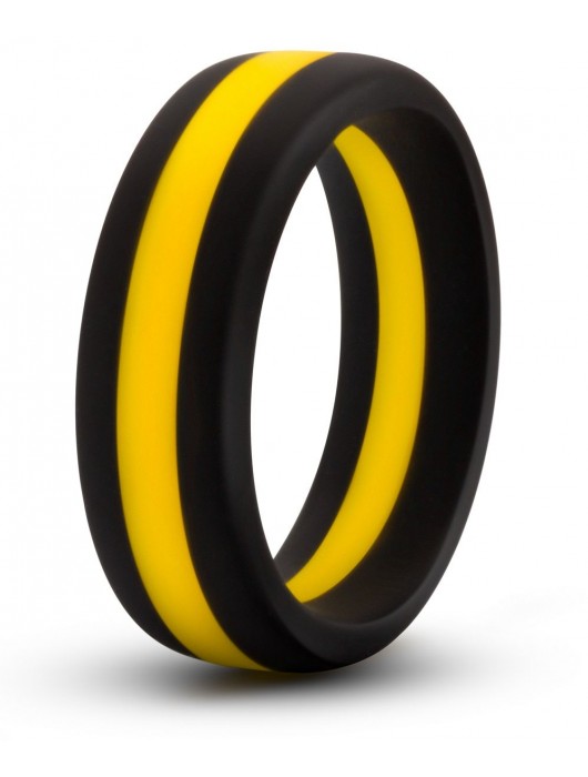 Черно-желтое силиконовое эрекционное кольцо Silicone Go Pro Cock Ring - Blush Novelties - в Вологде купить с доставкой