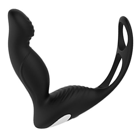 Черный вибромассажер простаты P-PLEASER W ERECTION ENHANCE - Dream Toys - в Вологде купить с доставкой