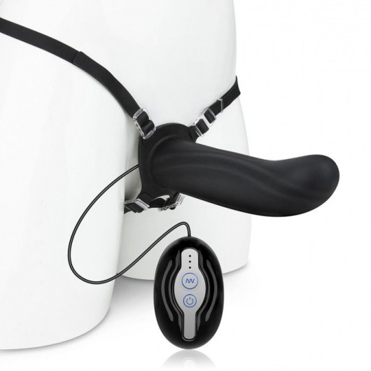 Черный страпон с вибратором Mojo Ghia - Seven Creations - купить с доставкой в Вологде