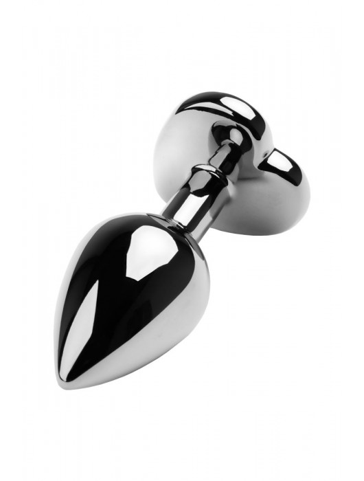 Серебристая коническая анальная пробка с красным кристаллом-сердечком - 7 см. - ToyFa - купить с доставкой в Вологде