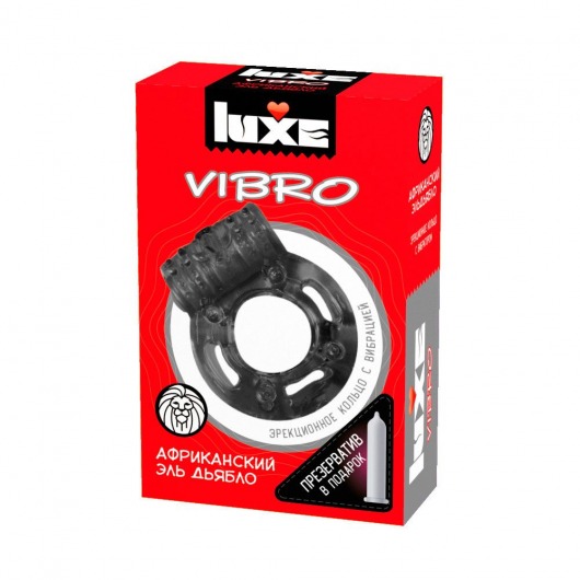 Чёрное эрекционное виброкольцо Luxe VIBRO  Африканский Эль Дьябло  + презерватив - Luxe - в Вологде купить с доставкой