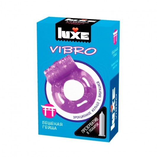 Фиолетовое эрекционное виброкольцо Luxe VIBRO  Бешеная гейша  + презерватив - Luxe - в Вологде купить с доставкой