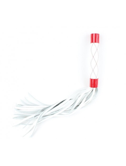 Бело-красная плеть средней длины с ручкой - 44 см. - БДСМ Арсенал - купить с доставкой в Вологде