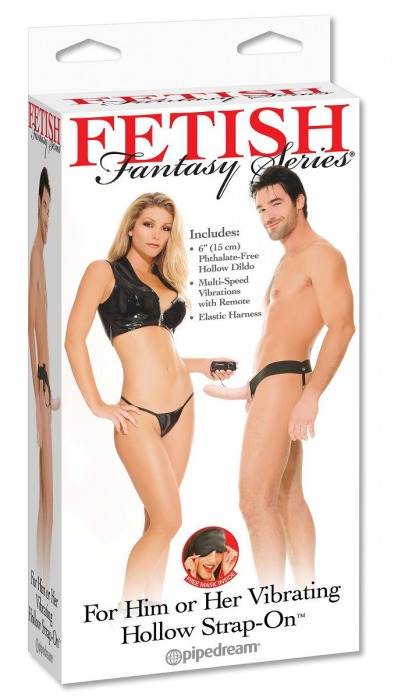 Полый страпон унисекс телесного цвета с вибрацией For Him or Her ​Vibrating Hollow Strap-On - 15 см. - Pipedream - купить с доставкой в Вологде