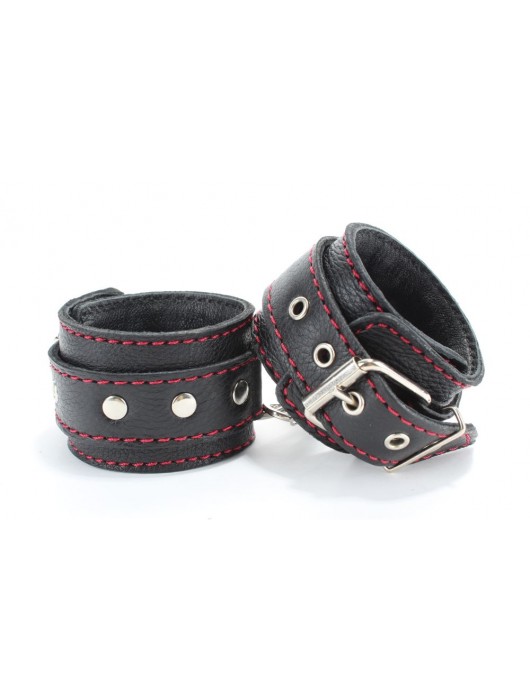 Черный бондажный набор с красной строчкой - БДСМ Арсенал - купить с доставкой в Вологде