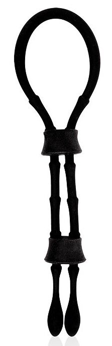 Черное силиконовое эрекционное кольцо-лассо с двумя утяжками - Sex Expert - в Вологде купить с доставкой