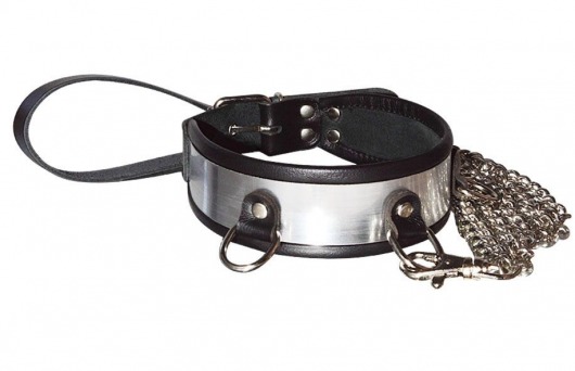 Стильный ошейник с металлическим блеском и поводком - Sitabella - купить с доставкой в Вологде