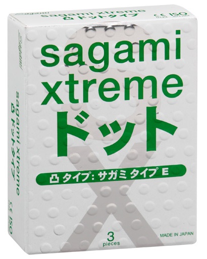 Презервативы Sagami Xtreme SUPER DOTS с точками - 3 шт. - Sagami - купить с доставкой в Вологде