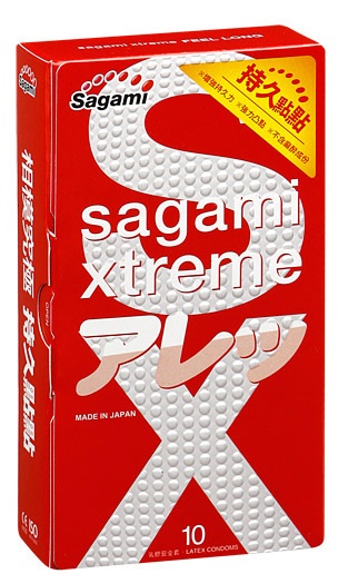 Утолщенные презервативы Sagami Xtreme Feel Long с точками - 10 шт. - Sagami - купить с доставкой в Вологде