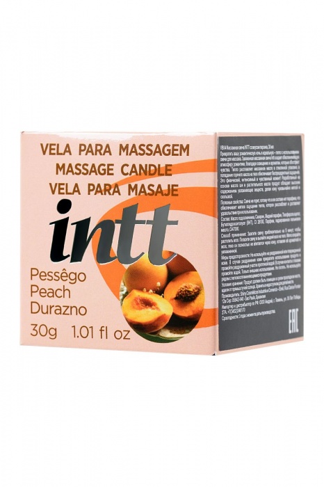Массажная свеча для поцелуев Peach с ароматом персика - 30 гр. - INTT - купить с доставкой в Вологде