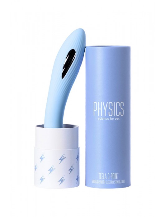 Голубой силиконовый вибратор с электростимуляцией TESLA G-POINT - 21 см. - ToyFa - купить с доставкой в Вологде