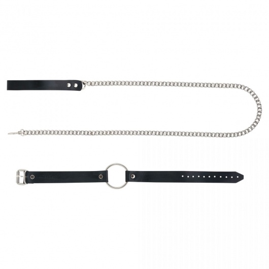 Черный поводок и чокер с кольцом Rada - Rebelts - купить с доставкой в Вологде