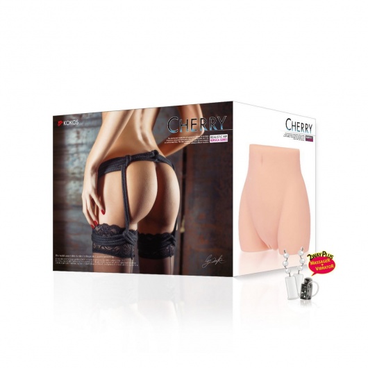 Мастурбатор-полуторс Cherry с вибрацией и двумя любовными тоннелями - KOKOS - в Вологде купить с доставкой