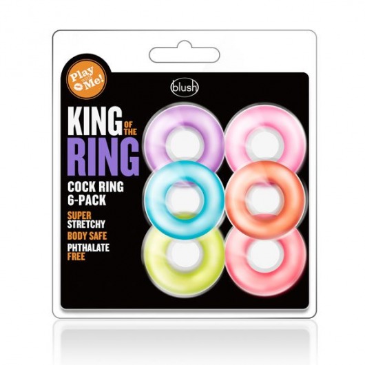 Набор из 6 эрекционных колец King of the Ring - Blush Novelties - в Вологде купить с доставкой