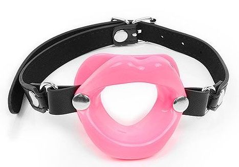 Розовый кляп-губки на черном ремешке - Notabu - купить с доставкой в Вологде