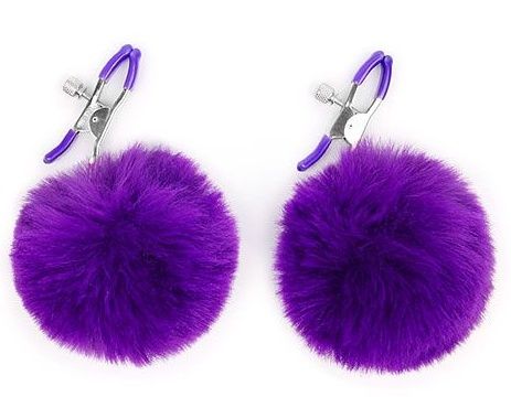 Зажимы для сосков с фиолетовым пушком - Notabu - купить с доставкой в Вологде