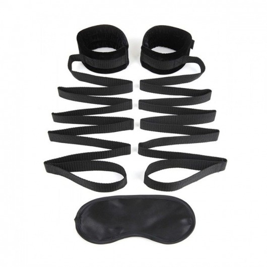 Чёрные манжеты для фиксации на кровати Bondage Bed Strap - Lux Fetish - купить с доставкой в Вологде