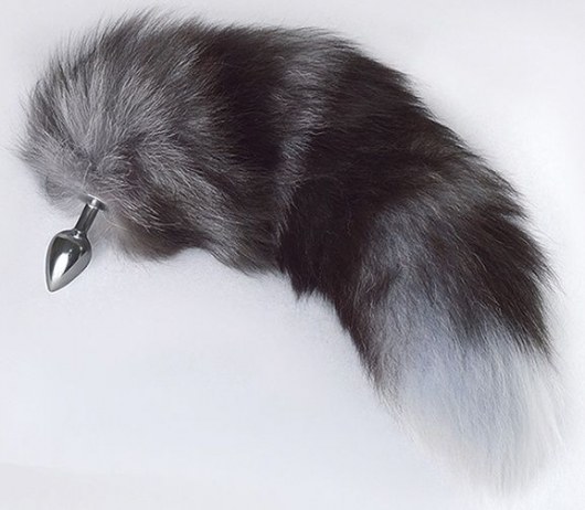Серебристая анальная пробка с пушистым хвостом - Sitabella - купить с доставкой в Вологде