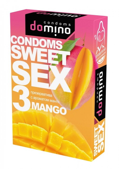 Презервативы для орального секса DOMINO Sweet Sex с ароматом манго - 3 шт. - Domino - купить с доставкой в Вологде