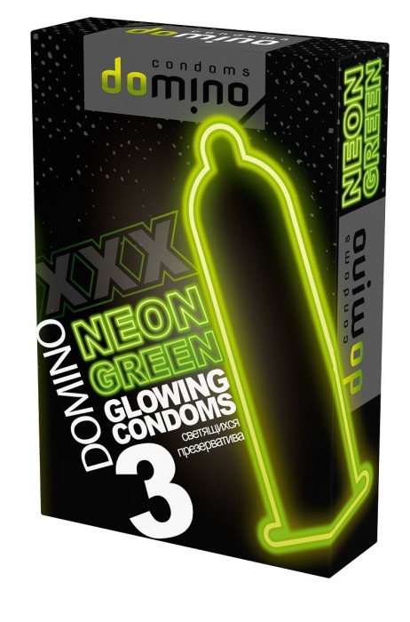 Презервативы DOMINO Neon Green со светящимся в темноте кончиком - 3 шт. - Domino - купить с доставкой в Вологде