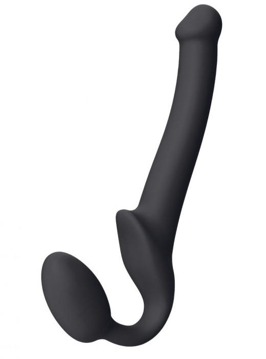 Черный безремневой страпон Silicone Bendable Strap-On S - Strap-on-me - купить с доставкой в Вологде