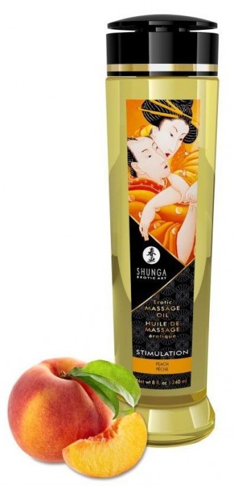 Массажное масло для тела с ароматом персика Stimulation - 240 мл. - Shunga - купить с доставкой в Вологде