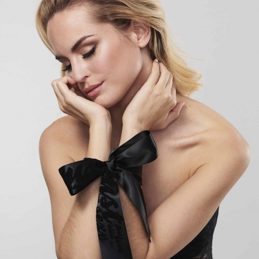 Черные ленты для связывания SILKY SENSUAL HANDCUFFS - Bijoux Indiscrets - купить с доставкой в Вологде