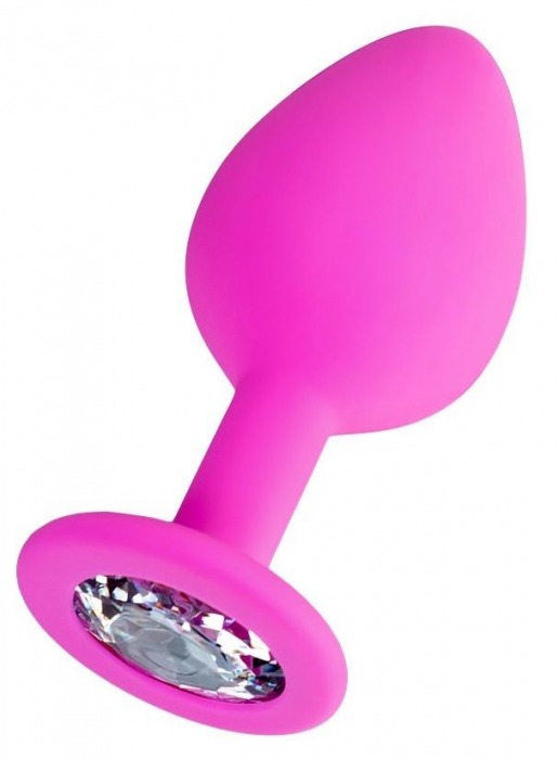Розовая анальная втулка Brilliant с прозрачным кристаллом - 7 см. - ToyFa - купить с доставкой в Вологде