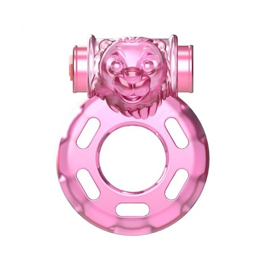 Розовое эрекционное кольцо с вибрацией Pink Bear - Baile - в Вологде купить с доставкой