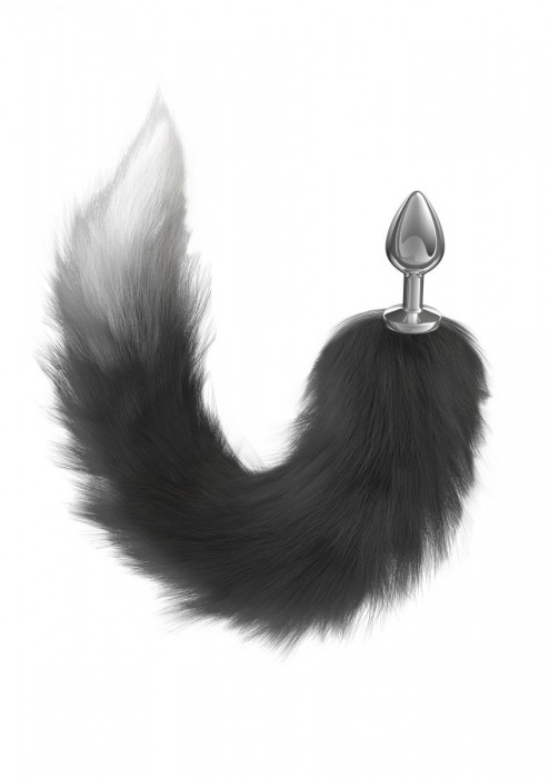 Серебристая анальная пробка с черным хвостом Galaxy - Lola Games - купить с доставкой в Вологде