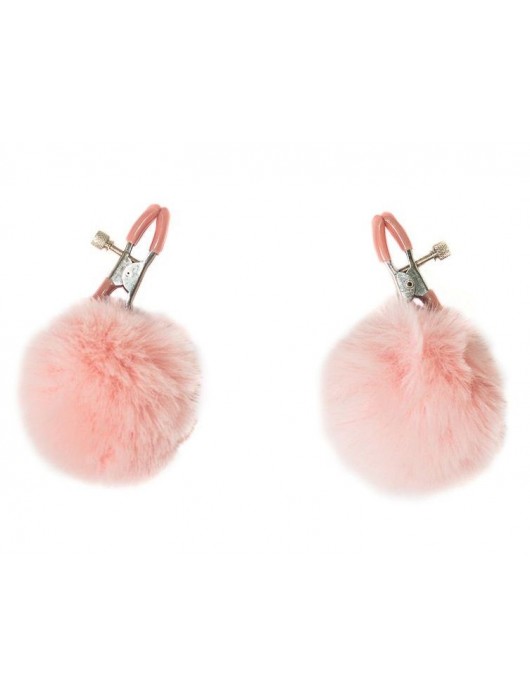 Зажимы на соски Angelic с розовыми меховыми шариками - Lola Games - купить с доставкой в Вологде