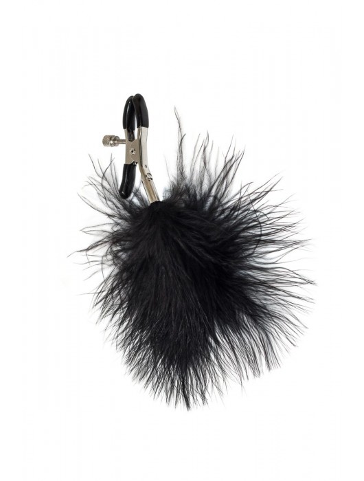 Зажимы на соски с черным пухом Euphoric - Lola Games - купить с доставкой в Вологде