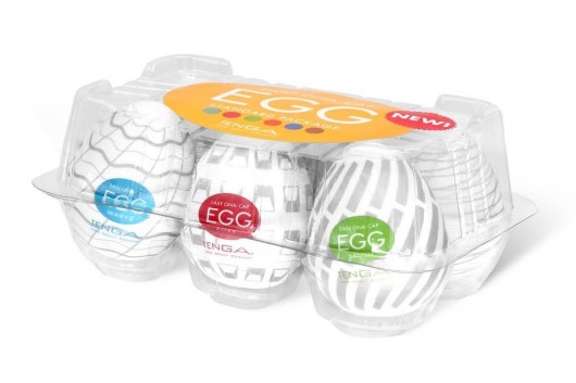 Набор из 6 мастурбаторов Tenga EGG Easy Beat с различным рельефом - Tenga - в Вологде купить с доставкой