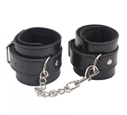Черные оковы на ноги Obey Me Leather Ankle Cuffs - Chisa - купить с доставкой в Вологде