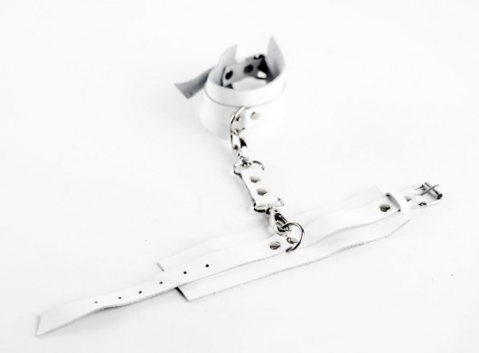 Белые оковы из натуральной кожи - БДСМ Арсенал - купить с доставкой в Вологде