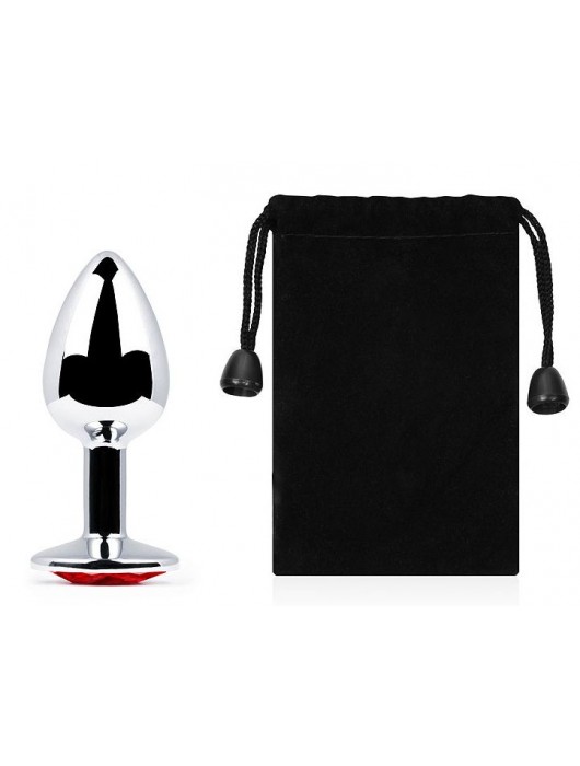 Серебристая анальная пробка с красным стразом - 7,2 см. - Anal Jewelry Plug - купить с доставкой в Вологде