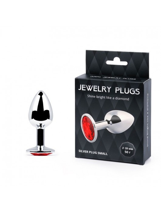 Серебристая анальная пробка с красным стразом - 7,2 см. - Anal Jewelry Plug - купить с доставкой в Вологде