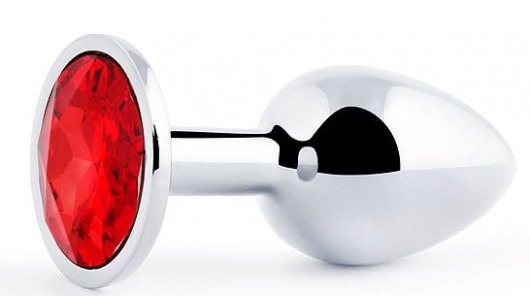 Серебристая анальная пробка с красным стразом - 7,2 см. - Anal Jewelry Plug - купить с доставкой в Вологде