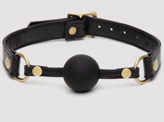 Черный кляп-шар Bound to You Faux Leather Ball Gag - Fifty Shades of Grey - купить с доставкой в Вологде