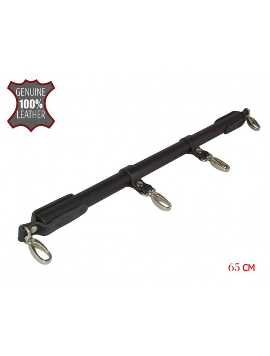 Черная металлическая распорка с кожаными ремешками и карабинами - 65 см. - Sitabella - купить с доставкой в Вологде