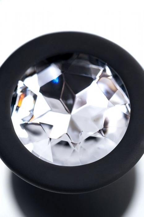 Черная анальная втулка с прозрачным стразом - 7,2 см. - POPO Pleasure - купить с доставкой в Вологде