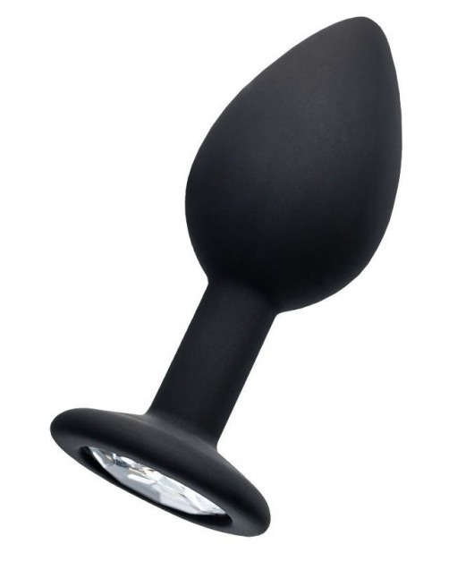 Черная анальная втулка с прозрачным стразом - 7,2 см. - POPO Pleasure - купить с доставкой в Вологде